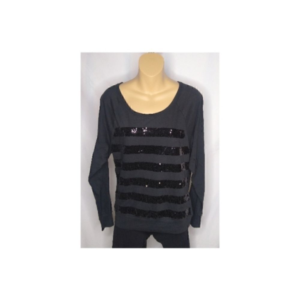Victoria's Secret PINK Black Sequined LS Top Size Small